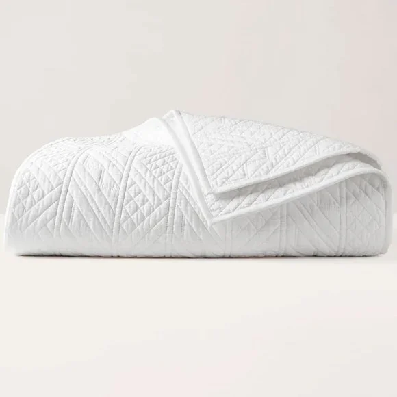 NEW $500 Ralph Lauren Oakfield Coverlet!QueenWhiteQuilted Type Stitching